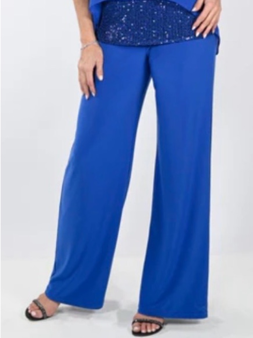 🇨🇦 Frank Lyman Wide Leg Lined Pants Blue Malibu Size 18